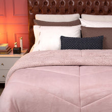 Carregar imagem no visualizador da galeria, Coberdrom Winter Colors Casal Dupla Face Avulso Sherpa Colorida Rosê - Lavive