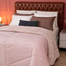 Carregar imagem no visualizador da galeria, Coberdrom Winter Colors Queen Avulso Dupla Face Sherpa Colorida Rosê - Lavive