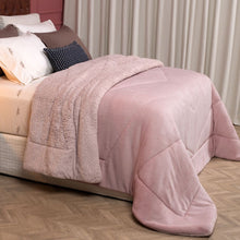 Carregar imagem no visualizador da galeria, Coberdrom Winter Colors Queen Avulso Dupla Face Sherpa Colorida Rosê - Lavive