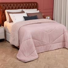 Carregar imagem no visualizador da galeria, Coberdrom Winter Colors Queen Avulso Dupla Face Sherpa Colorida Rosê - Lavive