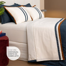 Carregar imagem no visualizador da galeria, Cobre Leito Queen Athenas Vira Doblo 3 Peças Azul - Lavive