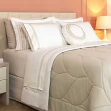 Carregar imagem no visualizador da galeria, Cobre Leito King 4 Peças Marbella Dupla Face Bordado Bege - Lavive