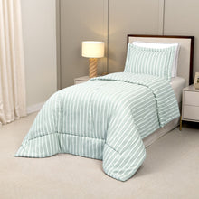 Carregar imagem no visualizador da galeria, Edredom Chambrê Solteiro 2 peças Toque 300 Fios Listras Azul - Lavive