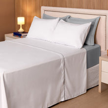 Carregar imagem no visualizador da galeria, Jogo de Cama Queen 200 Fios 4 Peças Línea Cinza - Casa Paulinha