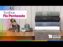 Carregar e reproduzir vídeo no visualizador da galeria, Jogo De Toalhas De Banho 100% Algodão 2 Peças Fio Penteado Branco- Buddemeyer
