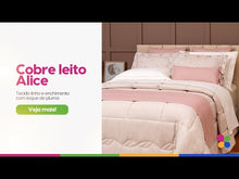 Carregar e reproduzir vídeo no visualizador da galeria, Cobre Leito Queen Alice 5 Peças Toque de 300 Fios Linho Rosê - Lavive