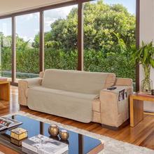 Carregar imagem no visualizador da galeria, Protetor de Sofá 3 Lugares Dupla Face 1,70m Capuccino/Bege - Lavive