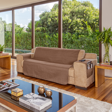 Carregar imagem no visualizador da galeria, Protetor de Sofá 3 Lugares Dupla Face 1,70m Capuccino/Bege - Lavive