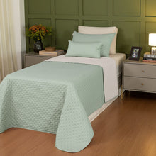 Carregar imagem no visualizador da galeria, Cobre Leito Solteiro Dupla Face 200 Fios 02 Peças Comfy Verde/Palha- Lavive
