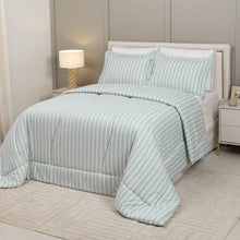 Carregar imagem no visualizador da galeria, Edredom Chambrê Queen 3 peças Toque 300 Fios Listras Azul - Lavive
