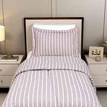 Carregar imagem no visualizador da galeria, Edredom Chambrê Solteiro 2 peças Toque 300 Fios Listras Azul - Lavive
