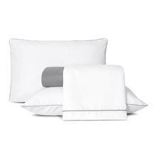 Carregar imagem no visualizador da galeria, Jogo de Cama Casal 200 Fios 4 Peças Línea Cinza - Casa Paulinha
