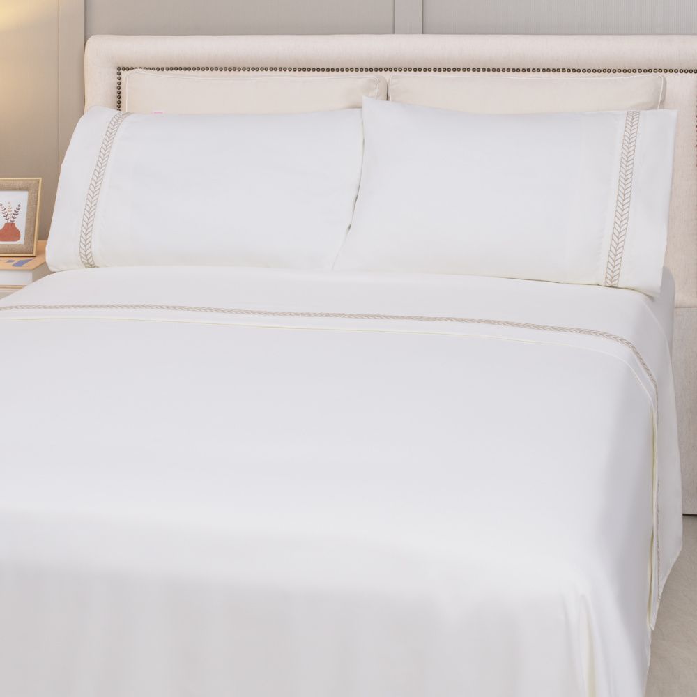 Jogo de Cama Queen 04 Peças Marbella 400 Fios Bege - Lavive