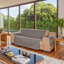 Carregar imagem no visualizador da galeria, Protetor de Sofá 3 Lugares Dupla Face 1,70m Capuccino/Bege - Lavive
