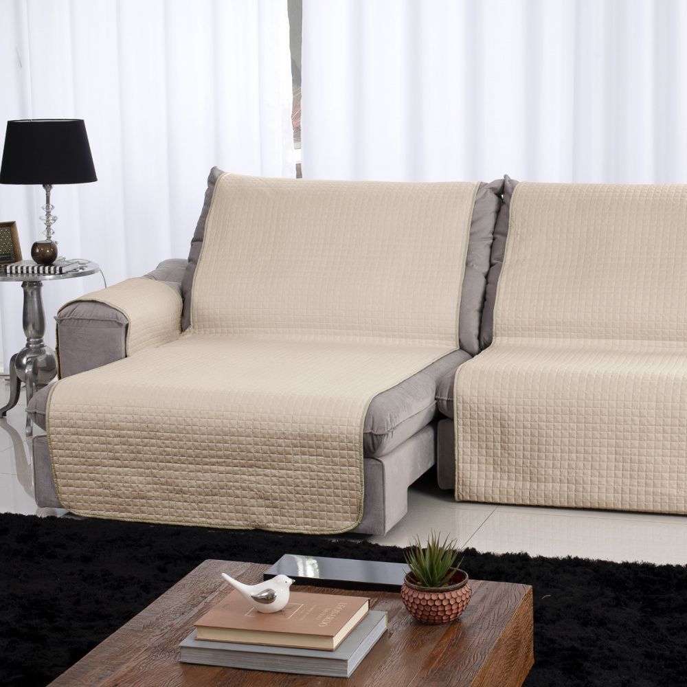 Protetor de Sofá Retrátil 2,20m Dupla Face Bege com Fend - Lavive